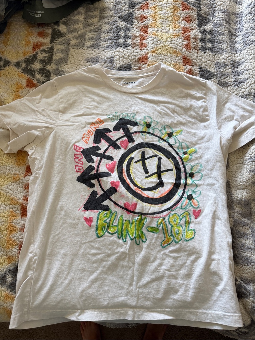 Old Navy White Blink-182 Colorful Graphic Tee